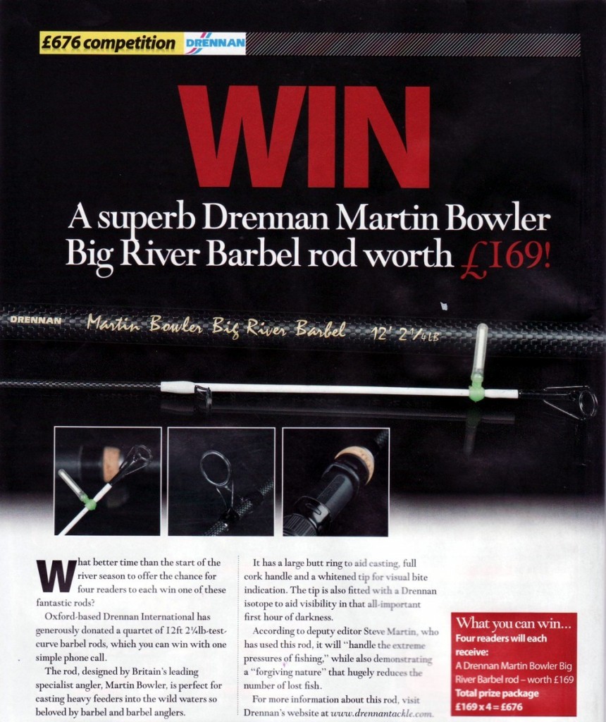 Win a Drennan Martin Bowler 'Big River' Barbel Rod worth £169!