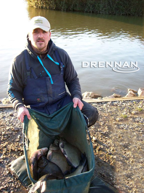 Cadbury Angling sponsored angler Andy France with some of a tremendous bag of Bream & Skimmers to win a Shiplate Farm Fishery Winter League match recently.