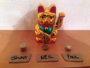 Paul Cannon's pretty useless 'lucky' cat couldn't win him the £1 lodge sweep!