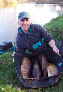 Champion, Steve Waters with a typical net of Rolfs Lake quality carp.!