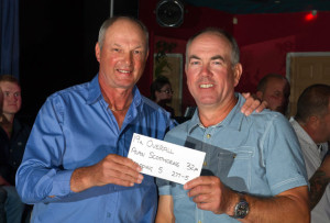 Alan collects his envelope from Tommy Pickering after making the all-important top 24 for the Parkdean Masters Final.