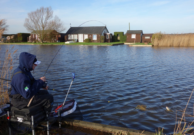 Derek Adcock playing a 3lb+ bream on his local River Thurne in Norfolk.
