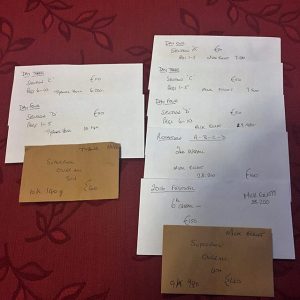 Section envelopes for Tyrone and travelling partner Mick Ellyatt.