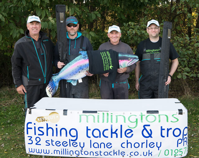Alan Scotthorne and Stuart Conroy with Ian and Stuart Humphrey (and Tommy the Trout!).